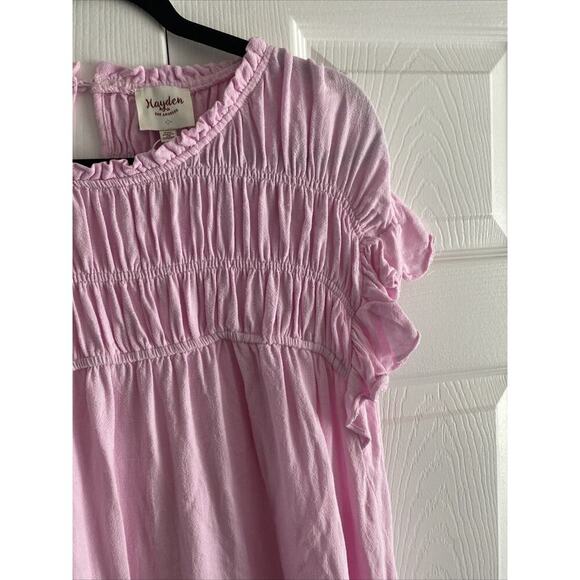 Hayden Los Angeles Womens 2XL Cotton‎ Pink Linen Blend Peasant Boho Top - Picture 5 of 8